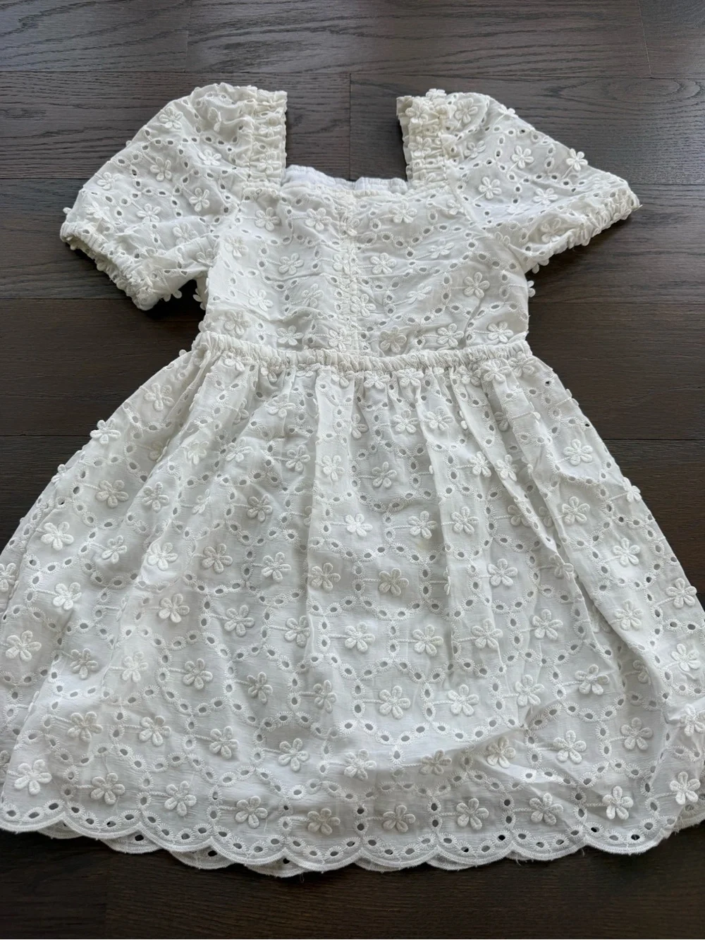 Zara White Eyelet Floral Dress for Girls